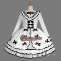 Hot sale custom made cute princes girl white party long sleeve evening dress